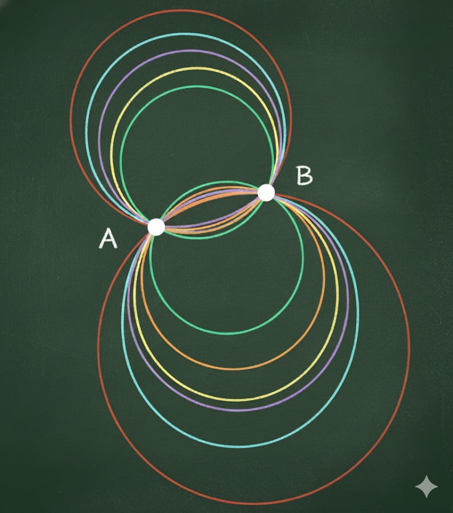 Two points define infinitely many possible circles.