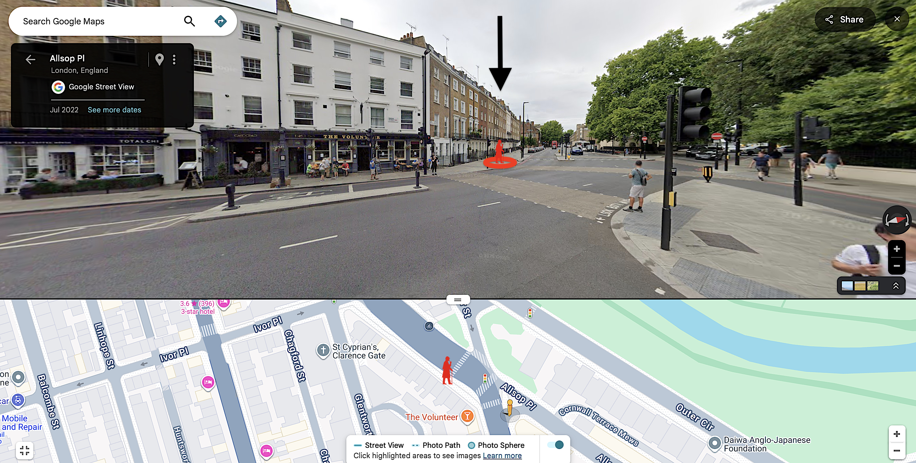 Streetview example of Simple Average Method prediction